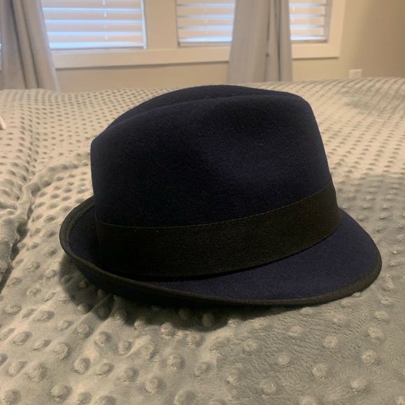 Navy blue 100% wool fedora - Picture 2 of 4